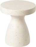 LeisureMod Wisp 16" Modern Wide Round Fiberstone Hourglass Design Side Table - Stylish Accent End Table