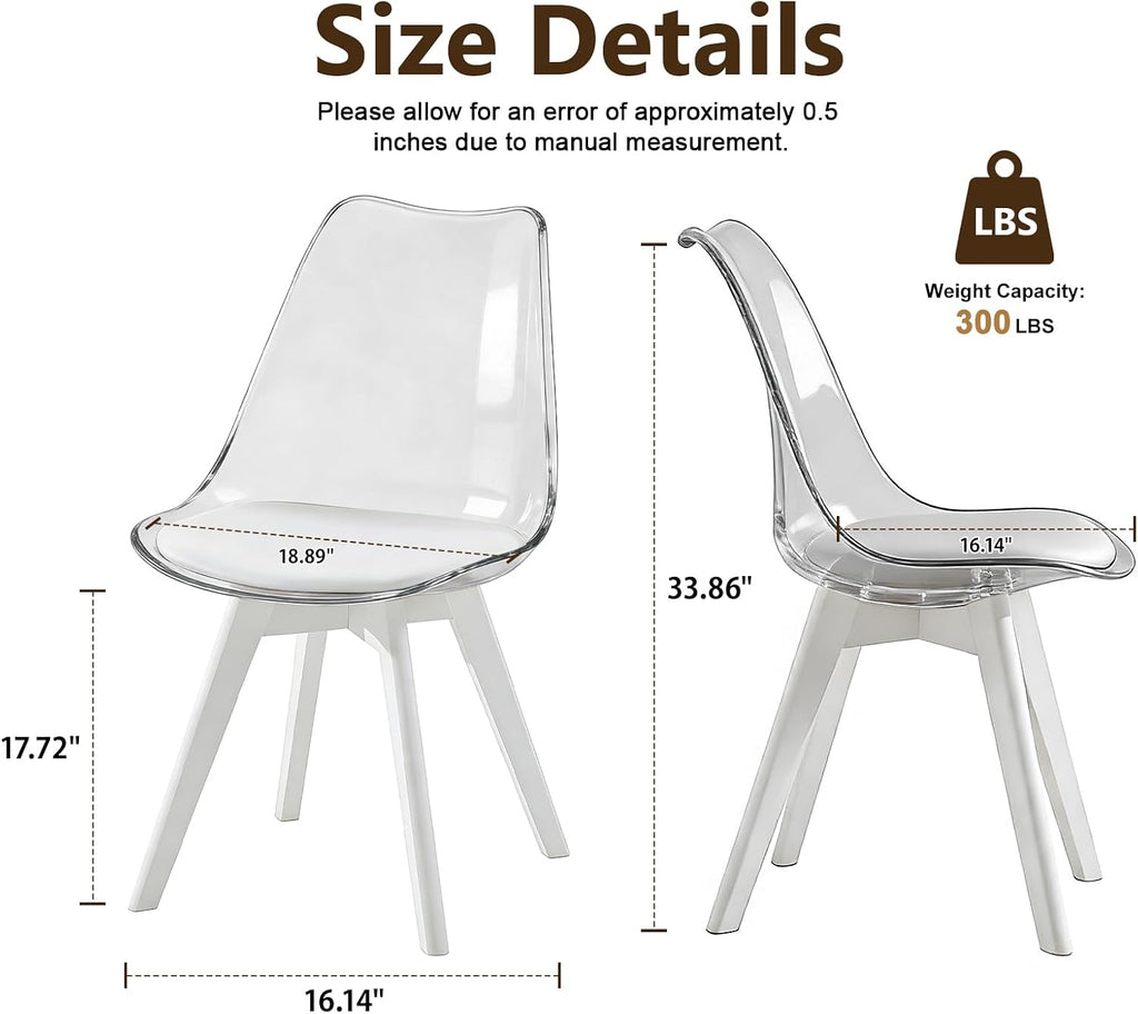 Dining Chairs Set of 4, Mid Century Modern Dining Room Kitchen Chairs with Curved Back & Wooden Legs, Upholstered Padded Seat Accent Chairs for Dining Room, Kitchen, Living Room