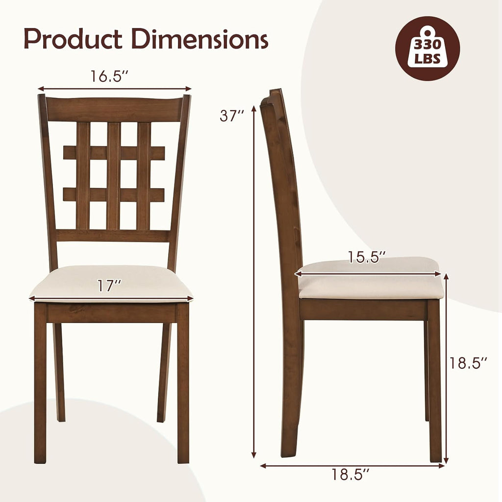 Giantex Wooden Dining Chairs Set of 4, Linen Fabric Upholstered Kitchen Chairs w/Rubber Wood Frame, Padded Seat, High Curved Back, Farmhouse Armless Side Chairs, Living Dining Room Restaurant