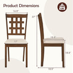 Giantex Wooden Dining Chairs Set of 4, Linen Fabric Upholstered Kitchen Chairs w/Rubber Wood Frame, Padded Seat, High Curved Back, Farmhouse Armless Side Chairs, Living Dining Room Restaurant