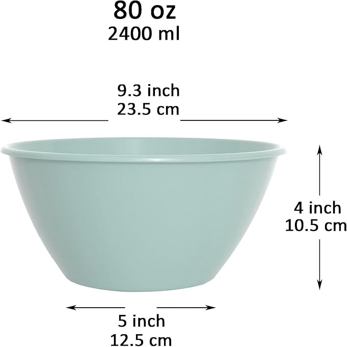 Youngever 9 inch 80 Ounce Plastic Mixing and Serving Bowls, Popcorn Bowls, Salad Bowls, Chip and Dip Serving Bowls, Set of 9 (Urban Color)