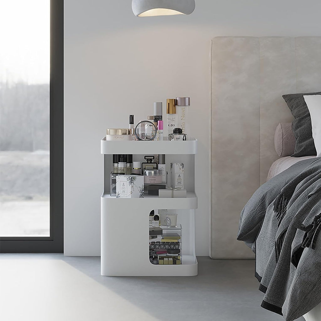 Modern Side Table for Couch, End Tables for Small Spaces, Metal nightstand, Accent Desks with Storage for Living Room, Office, Bedroom, and Cloakroom