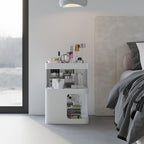 Modern Side Table for Couch, End Tables for Small Spaces, Metal nightstand, Accent Desks with Storage for Living Room, Office, Bedroom, and Cloakroom