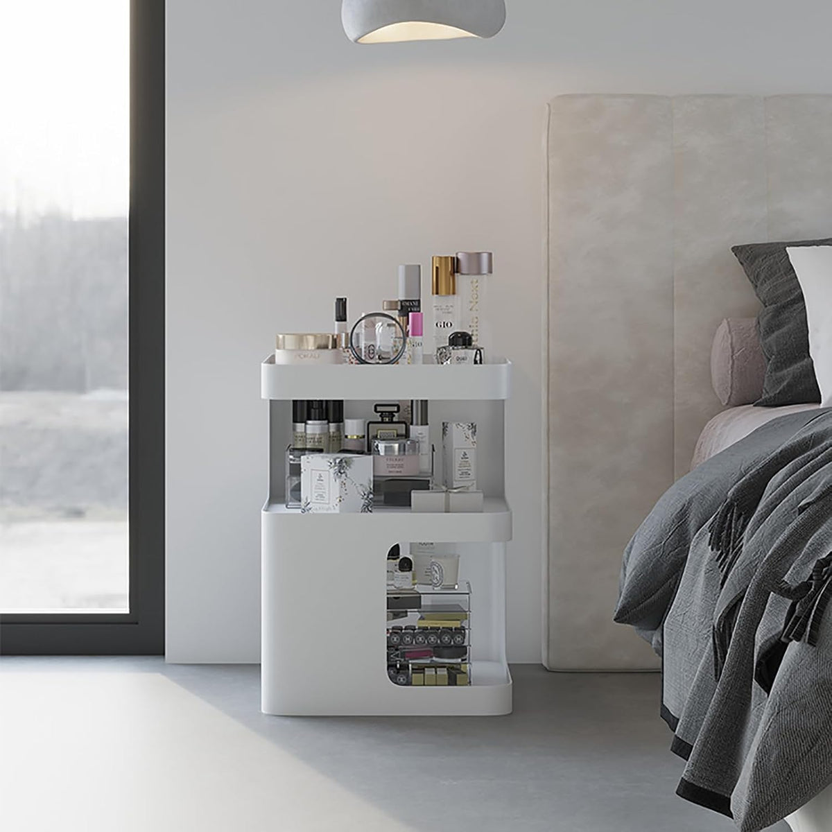 Modern Side Table for Couch, End Tables for Small Spaces, Metal nightstand, Accent Desks with Storage for Living Room, Office, Bedroom, and Cloakroom