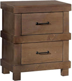 Nightstand with 2 Drawers in Antique Oak Finish,for Small Spaces