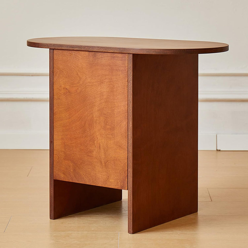 Round End Table with Open Storage,Mid-Century Modern Nightstand Small Space Side Table for Living Room & Bedroom,Easy Assembly Sofa Table(25.5 * 13.3 * 20", Walnut)