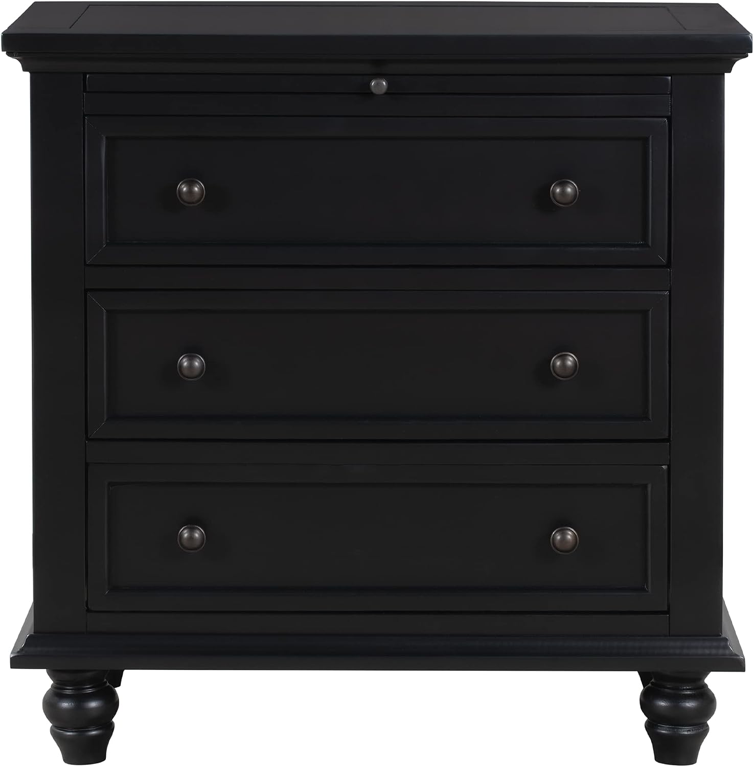 3-Drawer Storage Wood Cabinet, End Table Set of Two with Pull Out Tray As A Bedside Table, A Sofa Side Table, Or As A Decorative Piece for Living Room Or Study Room (Black-09)
