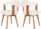 EYYTHUNG Swivel Dining Chairs Set of 2, Mid Century Modern Boucle Dining Chairs with Arms and Wood Legs,Upholstered Kitchen Chairs for Kitchen, Dining Room, Living Room, White and Dark Oak