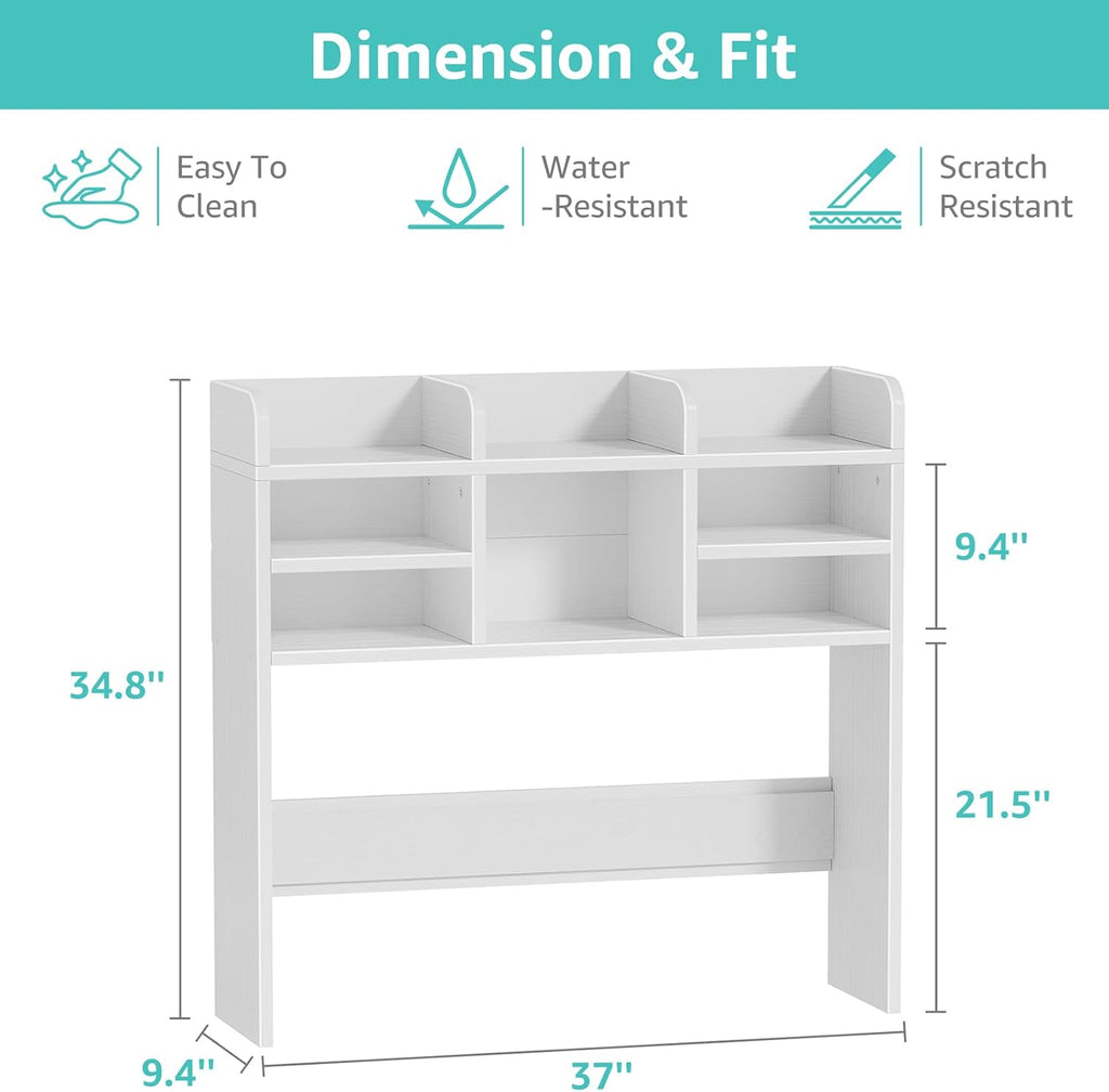 37 Inch White Desk Hutch Dorm Top Only with Felt Board for College
