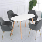 FurnitureR Dining Table Oval 47.2 Inch for 4-6 Person, Stylish Leisure Table Functional Table with Wooden Legs for Home Kitchen, Cafés, Small Places, White