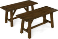GOFLAME 38” Wood Dining Bench Set of 2, Farmhouse Entryway Bench with Rubber Wood Frame, Shoe Changing Bench Seat, End of Bed Bench for Hallway, Kitchen, Dining Room, Bedroom, 400 LBS Weight Capacity