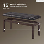 Signature Design by Ashley Haddigan 1-Piece Dining Bench, Faux Leather | Classic button tufted seat, Wood and engineered wood frame, 18.75 in seat height, 2-person capacity, Dark brown finish
