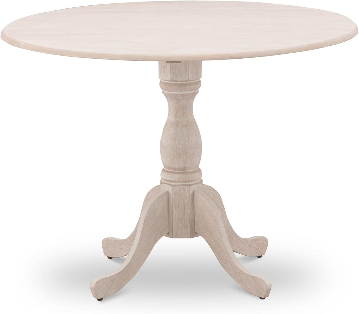 East West Furniture DMT-ABC-TP Dublin Kitchen Dining Table - a Round Wooden Table Top with Dropleaf & Pedestal Base, 42x42 Inch, Wirebrushed Buttercream | Kitchen