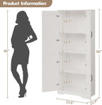 GAOMON Adjustable Shelf Storage Cabinet 60" Tall White, 2-Door Pantry with Shelves for Kitchen Organization, Bathroom Storage, Living Room