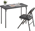 BOOSDEN Folding Card Table and Chairs Set for Indoor Outdoor, 2 Pack, Black | Portable Foldable Table and Chair, Space-saving Table with Chairs Set for Dining, Game, Camping, Apartment