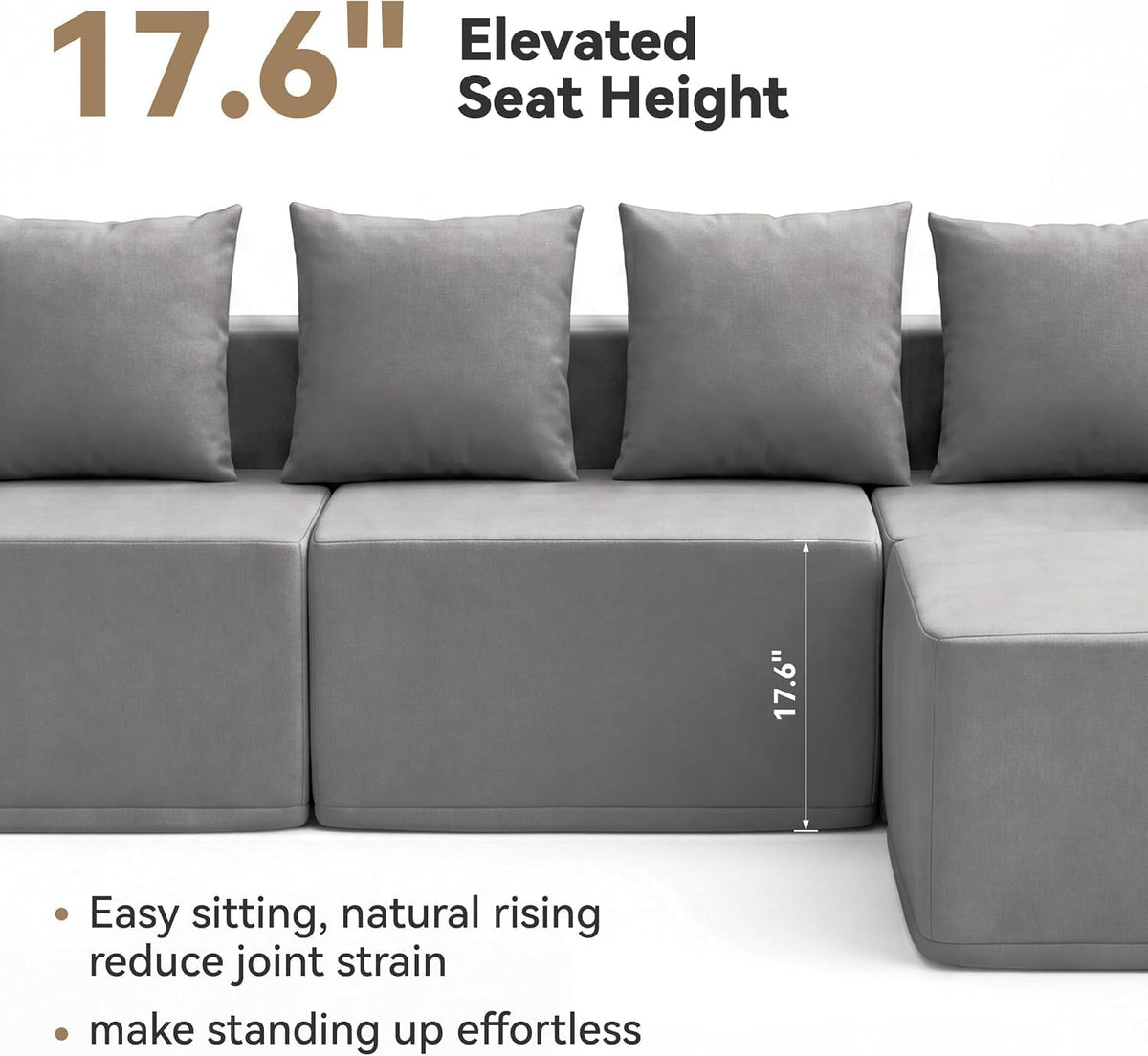 Daneey Outdoor Sectional Sofa Ottoman, Dark Gray | 1 Pillow Included