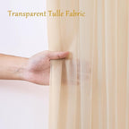 20×10ft Champagne Tulle Backdrop Curtain with Lights String for Parties, Sheer Curtain Backdrop Drapes for Wedding Party Photography Background