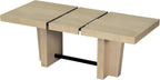 Quarte Farmhouse 78.1inch Extendable Wood Dining Table Set, 6-Piece Kitchen Table Set with Bench and 4 Upholstered Chairs,3.8inch Thick Tabletop and Trestle Legs (01-Natural)