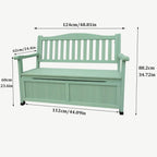 Deck Box Storage Bench, Patio Furniture, Solid Wood, Waterproof, with Armrest, 2-Person Outdoor Bench for Garden, Porch, Poolside for Porch, Backyard and Park(C)