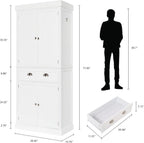 VINGLI 71-Inch White Storage Cabinets with Drawers, Freestanding Pantry Cabinets with Doors and Shelves Adjustable, Wood Farmhouse Kitchen Pantry Cupboard