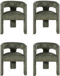 Jofran Gwen Jacquard Upholstered Accent Chair, Modern Luxury Plush Sculptural Armchair for Dining Room or Living Room, Chairs Living Room, Forest, Set of 4