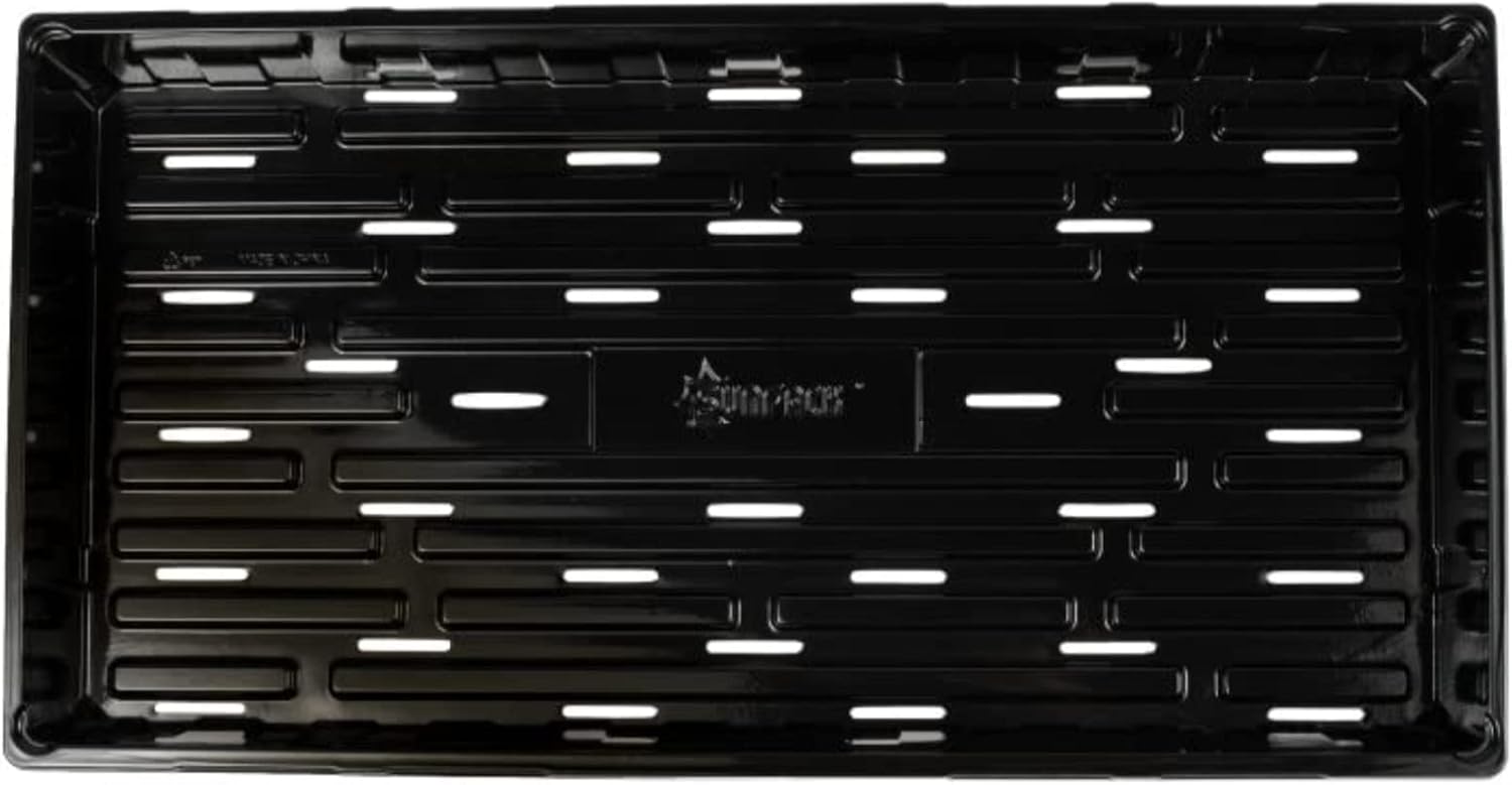 SUNPACK 10" x 20" Seed Starting Tray, Black, 2.5" - with Drainage Holes, Perfect for Greenhouses or Indoor Gardening - Ideal for Seedlings and Cuttings