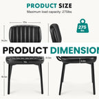 OLIXIS Dining Chairs Set of 6, Modern Upholstered Mid Century Kitchen Chairs with Faux Leather Cushion Seat, Backrest & Metal Legs for Living Room, Bedroom, Home Office, Black