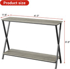 41.3” Narrow Console Table with 2-Tier Open Shelves, Farmhouse Sofa Table for Entryway, Hallway or Living Room, Space-Saving Storage Table for Behind Couch,Gray
