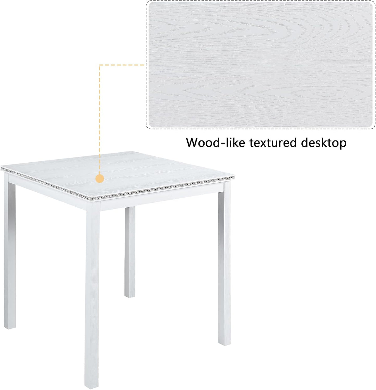 LUMISOL Wood Square Dining Table for 4, Farmhouse Counter Height Kitchen Table for Small Space, No Included Chairs, White