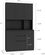 roomfitters 74" Kitchen Pantry Cabinet with Charging Station & USB Ports, Large Food Storage Cupboard, Microwave Stand, Black