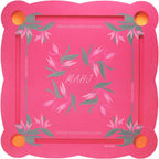 Luxury Floating Mahjong Table for Pool,31.5" EVA Foam Pool Float Board Game Tray with Cup Holders & Tile Slots, American Mahjong Summer Party Supplies (Orchid Bloom Series)(Rose Pink)