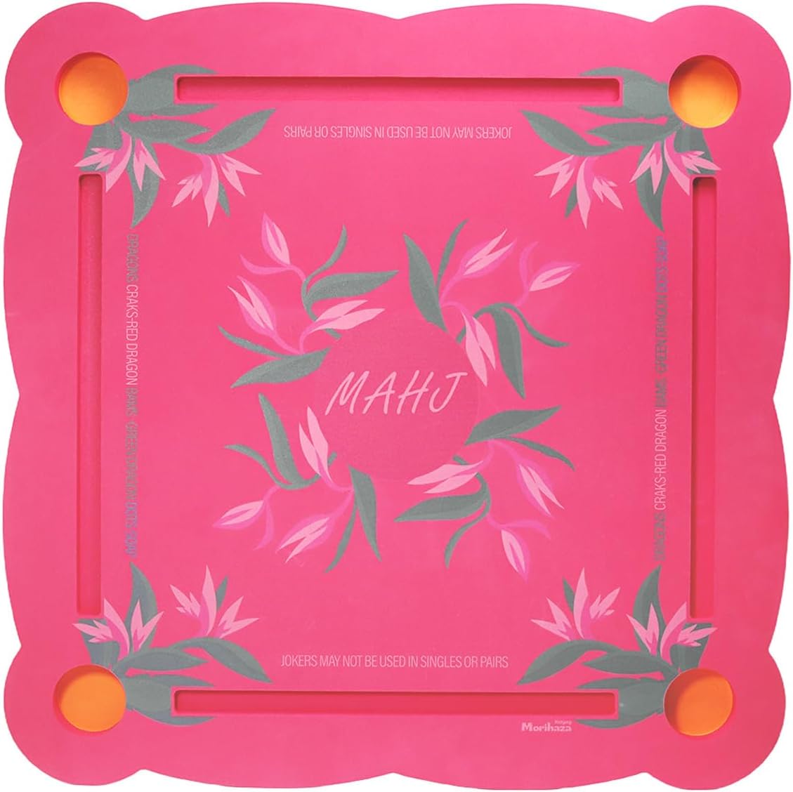 Luxury Floating Mahjong Table for Pool,31.5" EVA Foam Pool Float Board Game Tray with Cup Holders & Tile Slots, American Mahjong Summer Party Supplies (Orchid Bloom Series)(Rose Pink)