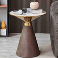Modern Round End Table, Round End Tables Living Room Modern,Circle Side Table with Sturdy Metal Base for Living Room,Bedroom,Small Spaces,Brown