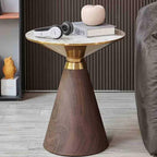 Modern Round End Table, Round End Tables Living Room Modern,Circle Side Table with Sturdy Metal Base for Living Room,Bedroom,Small Spaces,Brown