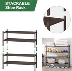 Bamboo Shoe Rack for Entryway, 2-Tier Stackable | Foldable | Natural, Shoe Organizer for Hallway Closet, Free Standing Shoe Racks for Indoor Outdoor