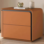Nightstand Wooden, Bedside Table PU Finish, 2 Drawers Bedside Tables, Side Bed Table with No Installation Required, for Bedroom/Sofa Side Table(Right,Orange_19.68"/50CM)