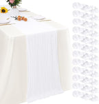 Aktor 12 Pack White Table Runner Boho Cheesecloth Table Runner Semi Sheer Gauze Fabric Runners for Wedding Birthday Baby Shower Party Boho Table Decoration（White）