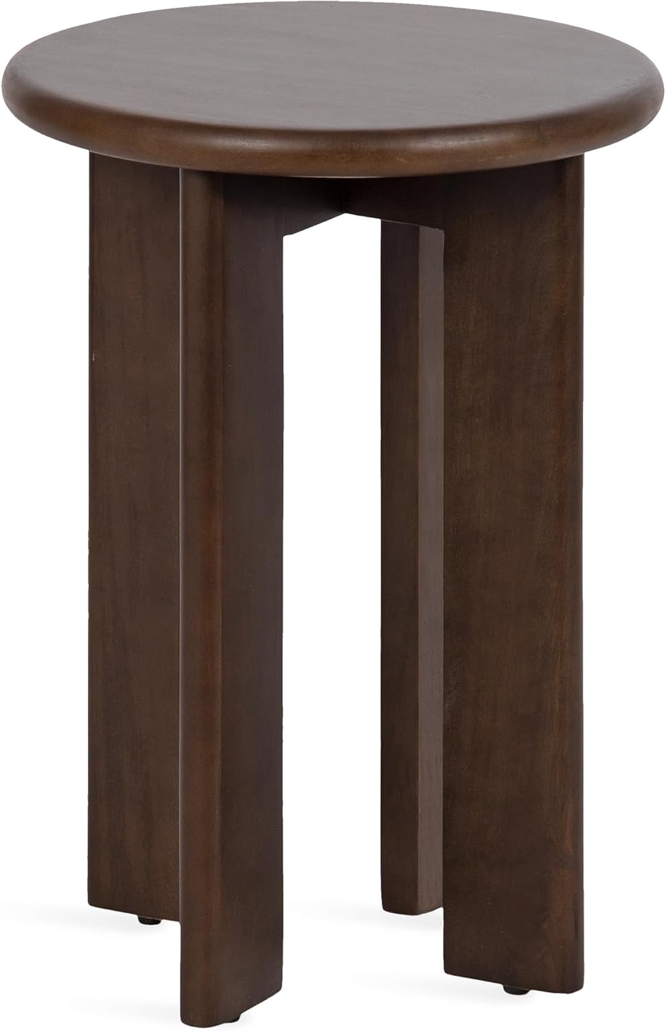 Kate and Laurel Seebeck Modern Wooden Round Side Table; 14 x 14 x 20; Dark Brown; Transitional Wood End Table for Use as Bedroom Nightstand or Living Room Accent Table