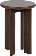 Kate and Laurel Seebeck Modern Wooden Round Side Table; 14 x 14 x 20; Dark Brown; Transitional Wood End Table for Use as Bedroom Nightstand or Living Room Accent Table