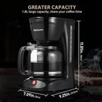 12 Cup Drip Coffee Maker, Coffee Pot Machine Permanent Coffee Filter,1.8L Glass Carafe Electric Coffee Maker,950W Black