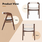 COSTWAY Bamboo Accent Chair, Farmhouse Leisure Dining Chairs w/Comfy Cushion, Curved Backrest, Solid Legs, Upholstered Armchair for Living Room, Bedroom, Kitchen, Walnut