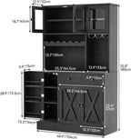 YITAHOME 71''H Kitchen Pantry Cabinet, Black Oak | Tall Cabinet with Drawer, Doors & Goblet Holder, Wine Rack, Power Outlet, For Kitchen & Living Room