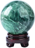 Large Green Fluorite Crystal Ball with Stand Natural Crystals Sphere Gemstone Ball Meditation Witchcraft Home Decor 80-90mm/3.1-3.5"