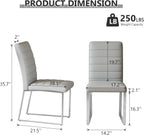 Hommoo Dining Chairs Set of 4, Faux Leather Upholstered Kitchen Chairs, Padded Seat Armless Dining Room Chair with Metal Leg, Modern Dinner Chair for Restaurant Living Room Grey
