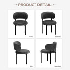 Black Dining Chairs Set of 4 Upholstered Leather Dining Chair with Curved Backrest, Mid Century Modern Chair with Metal Frame, Comfortable Chairs for Kitchen and Dining Room, Restaurant,Bar (Black-4)