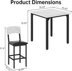 AWQM 5-Piece Dining Table Set, Kitchen Table Set for 4 (White) | Counter Height Table & 4 Upholstered Bar Stools, Compact Dining Set for Small Spaces, Dining Room, Kitchen，Easy to Assemble