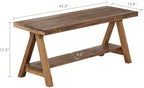 Wnutrees 43" Farmhouse Solid Wood Bench, Rustic Indoor Storage Bench | Entryway Seat for Living Room, End of Bed, Hallway, Original Natural Wood Finish, Sturdy Construction