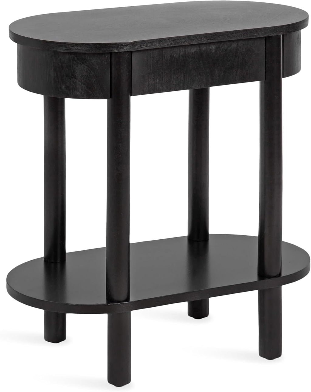 Kate and Laurel Koji Modern Tiered Rectangular Side Table; 22 x 12 x 24; Black; Transitional Two-Tier Wood Capsule End Table with Storage for Use as Bedroom Accent or Indoor Plant Stand