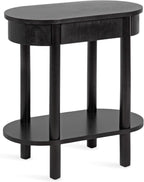 Kate and Laurel Koji Modern Tiered Rectangular Side Table; 22 x 12 x 24; Black; Transitional Two-Tier Wood Capsule End Table with Storage for Use as Bedroom Accent or Indoor Plant Stand