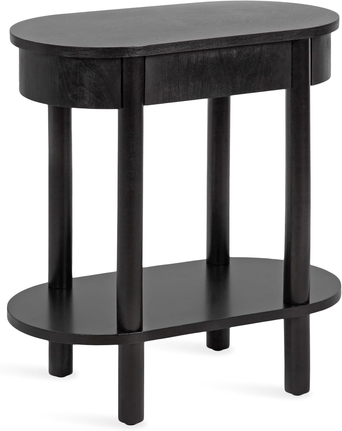 Kate and Laurel Koji Modern Tiered Rectangular Side Table; 22 x 12 x 24; Black; Transitional Two-Tier Wood Capsule End Table with Storage for Use as Bedroom Accent or Indoor Plant Stand